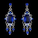 Vintage Silver & Blue Crystal Drop Earrings E 936