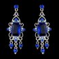 Vintage Silver & Blue Crystal Drop Earrings E 936