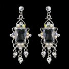 Vintage Silver & AB Crystal Drop Earrings E 936