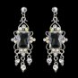 Vintage Silver & AB Crystal Drop Earrings E 936
