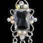 Vintage Silver & AB Crystal Drop Earrings E 936