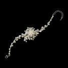 Silver Ivory Freshwater Pearl & Rhinestone Bridal Bracelet 1160