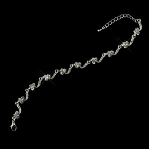 Silver Clear Rhinestone Bridal Clasp Bracelet 382
