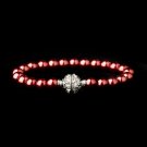 Burgundy Glass Pearl Pave Ball Bridal Bracelet 720