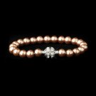 Dusty Rose Glass Pearl Pave Ball Bridal Bracelet 720