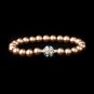 Dusty Rose Glass Pearl Pave Ball Bridal Bracelet 720