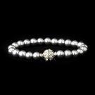 Grey Glass Pearl Pave Ball Bridal Bracelet 720
