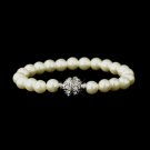 Ivory Glass Pearl Pave Ball Bridal Bracelet 720