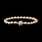 Light Brown Glass Pearl Pave Ball Bridal Bracelet 720