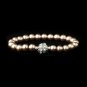 Light Brown Glass Pearl Pave Ball Bridal Bracelet 720