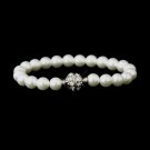White Glass Pearl Pave Ball Bridal Bracelet 720