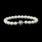 White Glass Pearl Pave Ball Bridal Bracelet 720