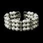 Antique Silver White Pearl & Rhinestone Bridal Cuff Bracelet 721