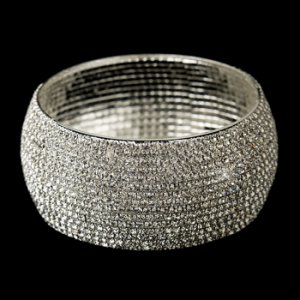Silver Clear Rhinestone Bangle Bridal Bracelet 81401