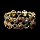 Gold Brown & Clear Crystal Bridal Stretch Bracelet 8658