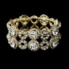 Gold Clear Crystal Stretch Bridal Bracelet 8658
