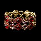 Gold Red & AB Crystal Bridal Stretch Bracelet 8658