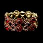 Gold Red & AB Crystal Bridal Stretch Bracelet 8658