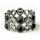 Hematite Black Crystal Bridal Stretch Bracelet 8658