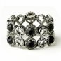 Hematite Black Crystal Bridal Stretch Bracelet 8658