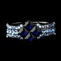 Hematite Large Blue & AB Crystal Bridal Clasp Bracelet 8660