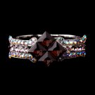 Silver Large Amethyst & AB Crystal Bridal Clasp Bracelet 8660