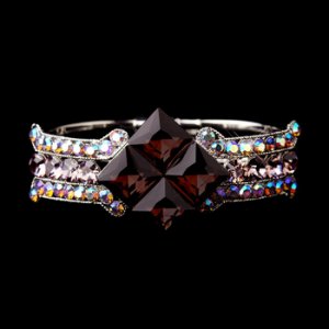 Silver Large Amethyst & AB Crystal Bridal Clasp Bracelet 8660