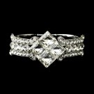Silver Clear Crystal Bridal Clasp Bracelet 8660