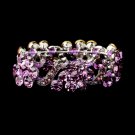 Silver Amethyst Crystal Bridal Stretch Bracelet 8661