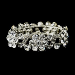 Silver Clear Crystal Bridal Stretch Bracelet 8661