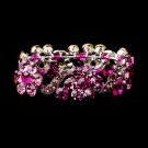 Silver Pink Crystal Bridal Stretch Bracelet 8661