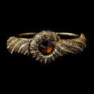 Gold Topaz Crystal Bridal Beach Seashell Bangle Bracelet 8662