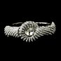 Silver Clear Crystal Bridal Beach Seashell Bangle Bracelet 8662