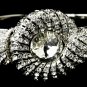 Silver Clear Crystal Bridal Beach Seashell Bangle Bracelet 8662
