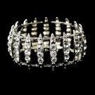 Antique Silver Clear Crystal Bridal Stretch Cuff Bracelet 8690