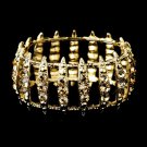 Gold Topaz Crystal Bridal Stretch Cuff Bracelet 8690