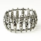 Hematite Smoked Crystal Bridal Stretch Cuff Bracelet 8690