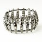 Hematite Smoked Crystal Bridal Stretch Cuff Bracelet 8690