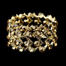 Gold Topaz Crystal Stretch Cuff Bridal Bracelet 8691
