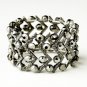 Hematite Smoked Crystal Bridal Stretch Cuff Bracelet 8691