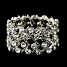 Silver Clear Crystal Stretch Cuff Bridal Bracelet 8691