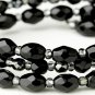 Silver Black Shiny Stone Coil Bridal Stretch Bracelet 8730