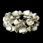 Clear Rhinestone & Brushed Ivory Flower Bridal Stretch Bracelet 8736