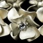 Clear Rhinestone & Brushed Ivory Flower Bridal Stretch Bracelet 8736