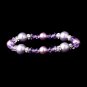 Silver Light Amethyst Pearl & Swarovski Crystal Bead Bridal Stretch Bracelet 8740