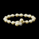 Ivory Pearl & Rhinestone Rondelle Stretch Bridal Bracelet 8742