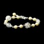 Ivory Glass Pearl with Clear & AB Rhinestone Ball Linked Bridal Clasp Bracelet 8744