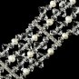 Silver Austrian Crystal & Diamond White Freshwater Pearl Bridal Clasp Bracelet 8781