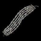 Silver Clear 5 Row Swarovski Crystal Bead Bridal Bracelet 8784