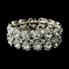 Crystal Bracelets > Antique Silver Clear Crystal Stretch Cuff Bridal Bracelet 9236